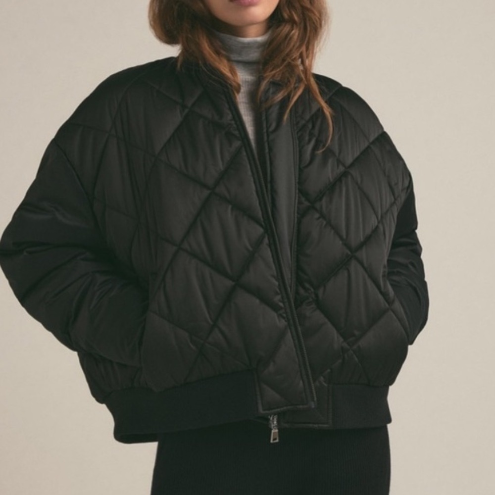 Favorite Daughter The Favorite Quilted Black Bomber Jacket Size Medium